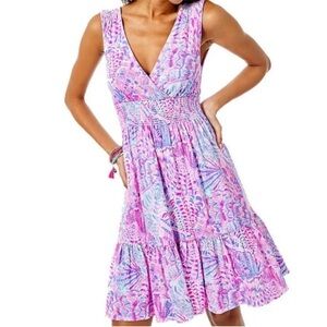 Lilly Pulitzer Vivette Ruffle Hem Dress In Raz Berry Sea
You Soon Size Small